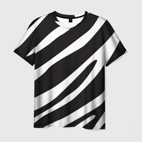 Мужская футболка 3D с принтом анималистичный рисунок зебра в Петрозаводске, 100% полиэфир | прямой крой, круглый вырез горловины, длина до линии бедер | animal | animalistic | animals | black | black and white | bw | stripes | white | zebra | zebra stripes | анималистичный | белый | животное | животные | звери | зверь | зебра | полосы | полосы зебры | чб | черно белый | чернобелый | черный
