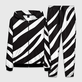 Мужской костюм 3D с принтом анималистичный рисунок зебра , 100% полиэстер | Манжеты и пояс оформлены тканевой резинкой, двухслойный капюшон со шнурком для регулировки, карманы спереди | Тематика изображения на принте: animal | animalistic | animals | black | black and white | bw | stripes | white | zebra | zebra stripes | анималистичный | белый | животное | животные | звери | зверь | зебра | полосы | полосы зебры | чб | черно белый | чернобелый | черный
