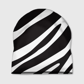 Шапка 3D с принтом анималистичный рисунок зебра в Новосибирске, 100% полиэстер | универсальный размер, печать по всей поверхности изделия | animal | animalistic | animals | black | black and white | bw | stripes | white | zebra | zebra stripes | анималистичный | белый | животное | животные | звери | зверь | зебра | полосы | полосы зебры | чб | черно белый | чернобелый | черный
