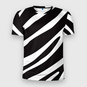 Мужская футболка 3D Slim с принтом анималистичный рисунок зебра в Екатеринбурге, 100% полиэстер с улучшенными характеристиками | приталенный силуэт, круглая горловина, широкие плечи, сужается к линии бедра | animal | animalistic | animals | black | black and white | bw | stripes | white | zebra | zebra stripes | анималистичный | белый | животное | животные | звери | зверь | зебра | полосы | полосы зебры | чб | черно белый | чернобелый | черный
