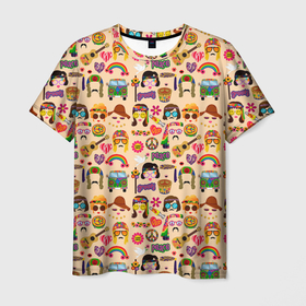 Мужская футболка 3D с принтом HIPPIE FASHION в Новосибирске, 100% полиэфир | прямой крой, круглый вырез горловины, длина до линии бедер | beaut | colorful | flower | hipster | love | pattern | retro | style | vintage | woman | world | винтаж | девушка | женщина | инди | красивая | красный | красочный | любовь | мир | мода | психоделический | радужный | ретро | розовый | стиль