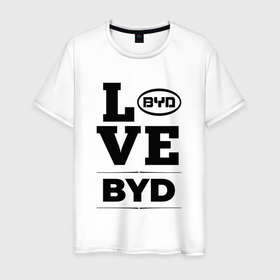 Мужская футболка хлопок с принтом BYD Love Classic в Санкт-Петербурге, 100% хлопок | прямой крой, круглый вырез горловины, длина до линии бедер, слегка спущенное плечо. | 