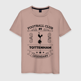 Мужская футболка хлопок с принтом Tottenham: Football Club Number 1 Legendary в Белгороде, 100% хлопок | прямой крой, круглый вырез горловины, длина до линии бедер, слегка спущенное плечо. | Тематика изображения на принте: 