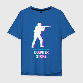Мужская футболка хлопок Oversize с принтом Counter Strike в стиле Glitch   Баги Графики в Екатеринбурге, 100% хлопок | свободный крой, круглый ворот, “спинка” длиннее передней части | 