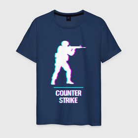 Мужская футболка хлопок с принтом Counter Strike в стиле Glitch   Баги Графики в Екатеринбурге, 100% хлопок | прямой крой, круглый вырез горловины, длина до линии бедер, слегка спущенное плечо. | 