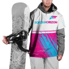 Накидка на куртку 3D с принтом Forza Horizon   Neon Gradient White в Кировске, 100% полиэстер |  | forza | forza horizon | logo | градиент | игра | игры | краска | лого | логотип | неон | символ | форза | форза хорайзон
