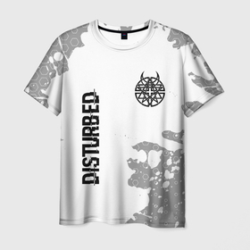 Мужская футболка 3D с принтом Disturbed Glitch на светлом фоне в Курске, 100% полиэфир | прямой крой, круглый вырез горловины, длина до линии бедер | 