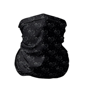 Бандана-труба 3D с принтом Серые сердца на темном фоне в Екатеринбурге, 100% полиэстер, ткань с особыми свойствами — Activecool | плотность 150‒180 г/м2; хорошо тянется, но сохраняет форму | любовь | монохром | паттерн | сердце | темное | узоры | черное | черное сердце | черный