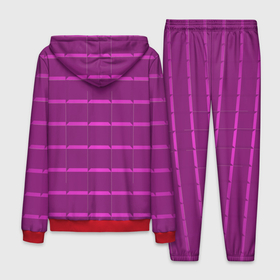 Мужской костюм 3D с принтом Сиреневая блестящая клетка в Кировске, 100% полиэстер | Манжеты и пояс оформлены тканевой резинкой, двухслойный капюшон со шнурком для регулировки, карманы спереди | 3д | клетка | полоска | сиреневый | фиолетовый