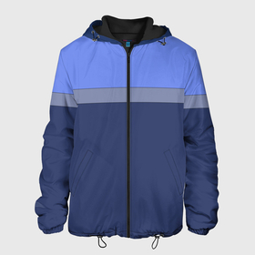 Мужская куртка 3D с принтом Серая полоса на синем , ткань верха — 100% полиэстер, подклад — флис | прямой крой, подол и капюшон оформлены резинкой с фиксаторами, два кармана без застежек по бокам, один большой потайной карман на груди. Карман на груди застегивается на липучку | blue | dark blue | gray | gray stripe | light blue | minimalism | simple | striped | горизонталь | горизонтальная полоса | классический | минимализм | монохромный | полосатый | простой | светло синий | серая полоса | серый