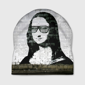 Шапка 3D с принтом Джоконда на стене в стиле граффити в Кировске, 100% полиэстер | универсальный размер, печать по всей поверхности изделия | art | gioconda | graffiti | leonardo da vinci | mona lisa | vanguard | wall | авангард | граффити | джоконда | искусство | леонардо да винчи | мона лиза | очки | стена