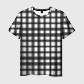 Мужская футболка 3D с принтом Black and white trendy checkered pattern в Белгороде, 100% полиэфир | прямой крой, круглый вырез горловины, длина до линии бедер | black and white | checkered pattern | trendy | в клетку | геометрический узор | клетчатый узор | модный | черно белая клетка