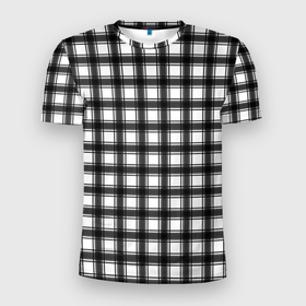 Мужская футболка 3D Slim с принтом Black and white trendy checkered pattern в Новосибирске, 100% полиэстер с улучшенными характеристиками | приталенный силуэт, круглая горловина, широкие плечи, сужается к линии бедра | black and white | checkered pattern | trendy | в клетку | геометрический узор | клетчатый узор | модный | черно белая клетка