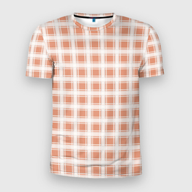 Мужская футболка 3D Slim с принтом Light beige plaid fashionable checkered pattern в Новосибирске, 100% полиэстер с улучшенными характеристиками | приталенный силуэт, круглая горловина, широкие плечи, сужается к линии бедра | beige | checkered pattern | light beige | plaid | бежевая клетка | в клетку | клетчатый узор | шотландка