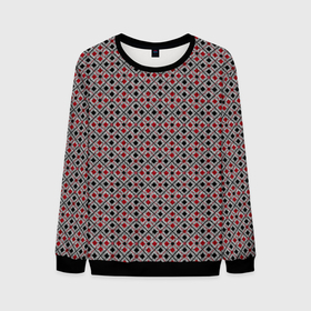 Мужской свитшот 3D с принтом Красный, черный квадраты на гранжевом сером в Санкт-Петербурге, 100% полиэстер с мягким внутренним слоем | круглый вырез горловины, мягкая резинка на манжетах и поясе, свободная посадка по фигуре | black | checkered | geometric | gray | grunge | plaid | red | red and black | squares | в клетку | геометрический | гранжевый | квадраты | клетчатый | красный | красный и черный | плед | серый | черный