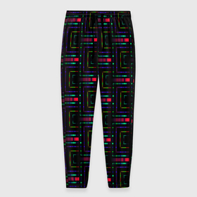Мужские брюки 3D с принтом Яркие полосы на черном в Санкт-Петербурге, 100% полиэстер | манжеты по низу, эластичный пояс регулируется шнурком, по бокам два кармана без застежек, внутренняя часть кармана из мелкой сетки | abstract | black | blue | bright | bright stripes | geome | geometric | green | neon | neon stripes | red | абстрактный | геометрический | зеленый | красный | красный и черный | линии | неоновые полосы | неоновый | синий | фигуры | черный