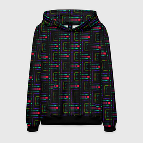 Мужская толстовка 3D с принтом Яркие полосы на черном в Екатеринбурге, 100% полиэстер | двухслойный капюшон со шнурком для регулировки, мягкие манжеты на рукавах и по низу толстовки, спереди карман-кенгуру с мягким внутренним слоем. | abstract | black | blue | bright | bright stripes | geome | geometric | green | neon | neon stripes | red | абстрактный | геометрический | зеленый | красный | красный и черный | линии | неоновые полосы | неоновый | синий | фигуры | черный