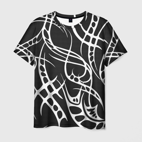 Мужская футболка 3D с принтом Карбон с узорами в Кировске, 100% полиэфир | прямой крой, круглый вырез горловины, длина до линии бедер | Тематика изображения на принте: carbon | абстракция | карбон | тату | текстура карбона | узоры