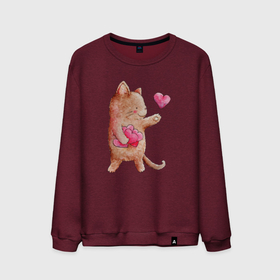 Мужской свитшот хлопок с принтом Рыжий котик дарит свою любовь в Кировске, 100% хлопок |  | Тематика изображения на принте: кот | котик | кошка | любовь | сердечко | сердце