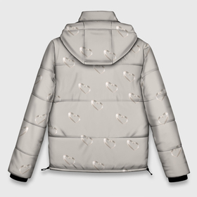 Мужская зимняя куртка 3D с принтом Серебряные сердечки на сером фоне в Белгороде, верх — 100% полиэстер; подкладка — 100% полиэстер; утеплитель — 100% полиэстер | длина ниже бедра, свободный силуэт Оверсайз. Есть воротник-стойка, отстегивающийся капюшон и ветрозащитная планка. 

Боковые карманы с листочкой на кнопках и внутренний карман на молнии. | Тематика изображения на принте: 3д | блестящий | перламутровый | сердце | серебряный | серый