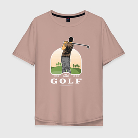 Мужская футболка хлопок Oversize с принтом Гольф на поле в Новосибирске, 100% хлопок | свободный крой, круглый ворот, “спинка” длиннее передней части | golf | гольф | гольф на поле | игра | клюшка