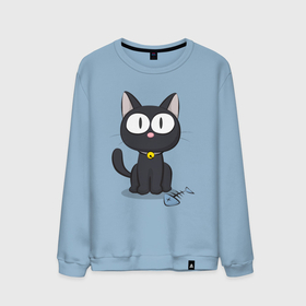 Мужской свитшот хлопок с принтом Плюшевый черный кот в Курске, 100% хлопок |  | арт | иллюстрация | кот | котенок | котик | кошка | черненький котенок