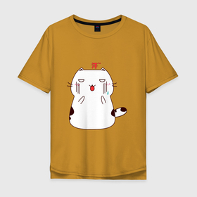 Мужская футболка хлопок Oversize с принтом Мимимишный котэ в Кировске, 100% хлопок | свободный крой, круглый ворот, “спинка” длиннее передней части | арт | иллюстрация | котенок | котик | кошка
