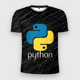 Мужская футболка 3D Slim с принтом PYTHON   ЛОГО в Белгороде, 100% полиэстер с улучшенными характеристиками | приталенный силуэт, круглая горловина, широкие плечи, сужается к линии бедра | big data | hacker | it | python | snake | айти | база данных | взлом | змея | искусственный интелект | кодер | нейросети | пайтон | питон | прогер | программирование | программист | разработчик | хакер