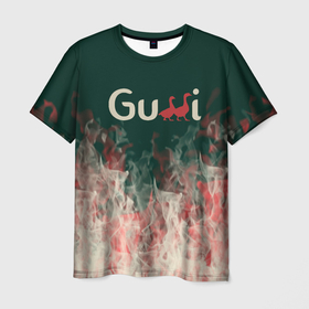 Мужская футболка 3D с принтом gucci   огонь в Новосибирске, 100% полиэфир | прямой крой, круглый вырез горловины, длина до линии бедер | fasion | gold | gucci | gussi | trend | гусси | гуччи | золото | золотой | мода | одежда | тренд | тренды
