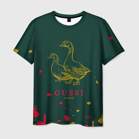 Мужская футболка 3D с принтом gucci   ga ga ga   краска в Новосибирске, 100% полиэфир | прямой крой, круглый вырез горловины, длина до линии бедер | fasion | gold | gucci | gussi | trend | гусси | гуччи | золото | золотой | мода | одежда | тренд | тренды