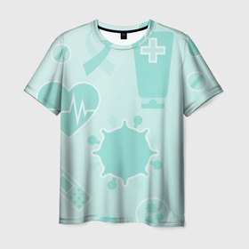 Мужская футболка 3D с принтом медицинские профессии в Санкт-Петербурге, 100% полиэфир | прямой крой, круглый вырез горловины, длина до линии бедер | врач | врачебный | день медика | змея и чаша | знак медика | знак медицины | лечебный | медик | медицина | медсестра | студент медик | я врач