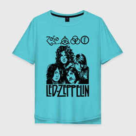 Мужская футболка хлопок Oversize с принтом Led Zeppelin Black в Петрозаводске, 100% хлопок | свободный крой, круглый ворот, “спинка” длиннее передней части | british | england | folk | hardcore | hardrock | led zeppelin | metal | music | punk | retro | rock | usa | гранж | джимми пейдж | лед цеппелин | метал | музыка | панк | ретро | роберт плант | рок | сша | фолк