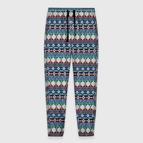Мужские брюки 3D с принтом Мексиканский этнический многоцветный в Новосибирске, 100% полиэстер | манжеты по низу, эластичный пояс регулируется шнурком, по бокам два кармана без застежек, внутренняя часть кармана из мелкой сетки | aztec | bla | colorful | ethnic | gray | mexican | multicolor | striped | stripes | tribal | абстрактный | ацтекский | белый | горизонталь | горизонтальные полосы | коричневый | красочный | мексиканский | многоцветный | племенной