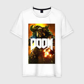 Мужская футболка хлопок с принтом Doom   big demon в Санкт-Петербурге, 100% хлопок | прямой крой, круглый вырез горловины, длина до линии бедер, слегка спущенное плечо. | demon | doom | doom slayer | eternal | видео игра | демон | дум | шлем | шутер | этернал