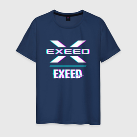 Мужская футболка хлопок с принтом Значок Exeed в стиле Glitch в Санкт-Петербурге, 100% хлопок | прямой крой, круглый вырез горловины, длина до линии бедер, слегка спущенное плечо. | 