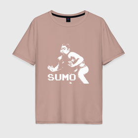 Мужская футболка хлопок Oversize с принтом Sumo pixel art в Кировске, 100% хлопок | свободный крой, круглый ворот, “спинка” длиннее передней части | 