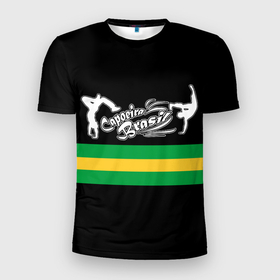 Мужская футболка 3D Slim с принтом Капоэйра в Курске, 100% полиэстер с улучшенными характеристиками | приталенный силуэт, круглая горловина, широкие плечи, сужается к линии бедра | capoeira | боевые исскуства | бразилия | единоборства | капоэйра | спорт