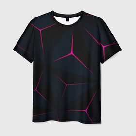 Мужская футболка 3D с принтом Неоновые Плиты в Кировске, 100% полиэфир | прямой крой, круглый вырез горловины, длина до линии бедер | абстракция | винтаж | неон | плиты | розовый