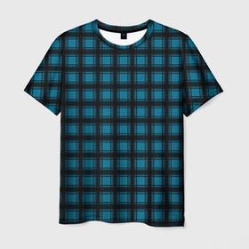 Мужская футболка 3D с принтом Black and blue plaid в Курске, 100% полиэфир | прямой крой, круглый вырез горловины, длина до линии бедер | black and blue | plaid | plaid pattern | клетка | клетчатый узор | синий | черный | шотландка