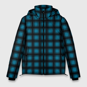 Мужская зимняя куртка 3D с принтом Black and blue plaid в Тюмени, верх — 100% полиэстер; подкладка — 100% полиэстер; утеплитель — 100% полиэстер | длина ниже бедра, свободный силуэт Оверсайз. Есть воротник-стойка, отстегивающийся капюшон и ветрозащитная планка. 

Боковые карманы с листочкой на кнопках и внутренний карман на молнии. | Тематика изображения на принте: black and blue | plaid | plaid pattern | клетка | клетчатый узор | синий | черный | шотландка