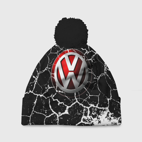 Шапка 3D c помпоном с принтом Volkswagen Трещины в Тюмени, 100% полиэстер | универсальный размер, печать по всей поверхности изделия | volkswagen | автомобиль | немцы | трещины | фольксваген