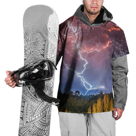Накидка на куртку 3D с принтом Грозовые разряды молний над лесом в Екатеринбурге, 100% полиэстер |  | Тематика изображения на принте: element | forest | lightning | nature | storm | storm cloud | гроза | лес | молния | природа | стихия | туча