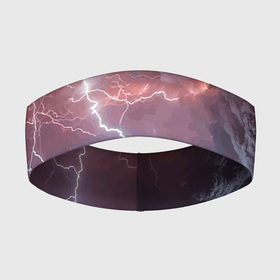 Повязка на голову 3D с принтом Грозовые разряды молний над лесом в Курске,  |  | element | forest | lightning | nature | storm | storm cloud | гроза | лес | молния | природа | стихия | туча