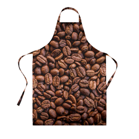Фартук 3D с принтом Зерна жареного кофе в Тюмени, 100% полиэстер | общий размер — 65 х 85 см, ширина нагрудника — 26 см, горловина — 53 см, длина завязок — 54 см, общий обхват в поясе — 173 см. Принт на завязках и на горловине наносится с двух сторон, на основной части фартука — только с внешней стороны | coffee | кофе | кофейные зерна | текстура