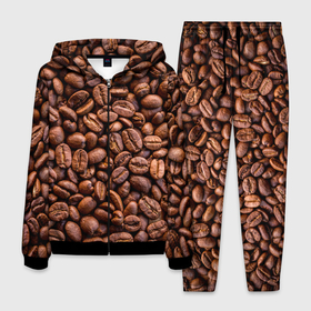 Мужской костюм 3D с принтом Зерна жареного кофе в Санкт-Петербурге, 100% полиэстер | Манжеты и пояс оформлены тканевой резинкой, двухслойный капюшон со шнурком для регулировки, карманы спереди | coffee | кофе | кофейные зерна | текстура