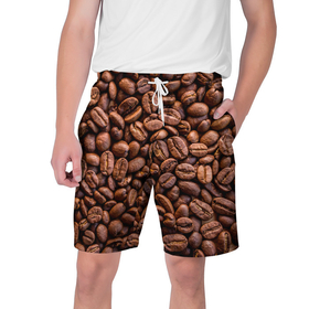 Мужские шорты 3D с принтом Зерна жареного кофе в Санкт-Петербурге,  полиэстер 100% | прямой крой, два кармана без застежек по бокам. Мягкая трикотажная резинка на поясе, внутри которой широкие завязки. Длина чуть выше колен | coffee | кофе | кофейные зерна | текстура