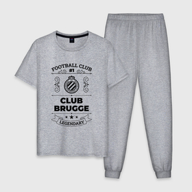 Мужская пижама хлопок с принтом Club Brugge: Football Club Number 1 Legendary в Петрозаводске, 100% хлопок | брюки и футболка прямого кроя, без карманов, на брюках мягкая резинка на поясе и по низу штанин
 | Тематика изображения на принте: 