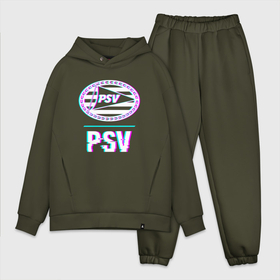 Мужской костюм хлопок OVERSIZE с принтом PSV FC в стиле Glitch в Кировске,  |  | Тематика изображения на принте: 