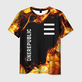 Мужская футболка 3D с принтом OneRepublic и Пылающий Огонь , 100% полиэфир | прямой крой, круглый вырез горловины, длина до линии бедер | 