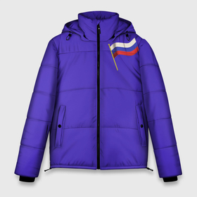 Мужская зимняя куртка 3D с принтом Трехцветный флаг Российской Федерации на синем фоне , верх — 100% полиэстер; подкладка — 100% полиэстер; утеплитель — 100% полиэстер | длина ниже бедра, свободный силуэт Оверсайз. Есть воротник-стойка, отстегивающийся капюшон и ветрозащитная планка. 

Боковые карманы с листочкой на кнопках и внутренний карман на молнии. | 3д | патриотизм | россия | триколор | флаг